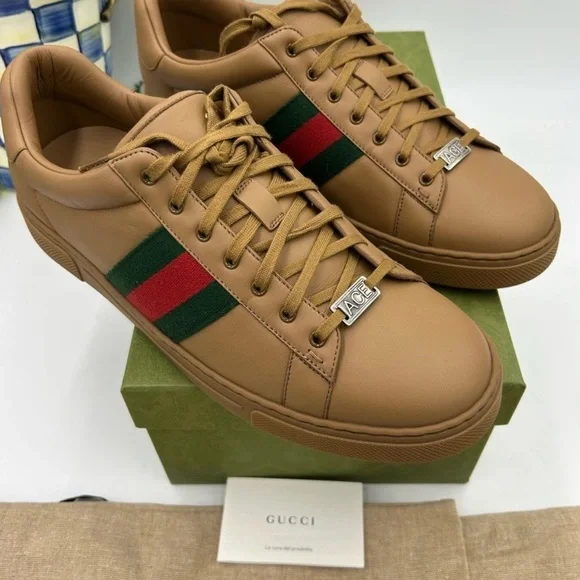 Mens Gucci ace Webb low top leather Sneakers size 11 fits 12 US made in Italy - Picture 2 of 13